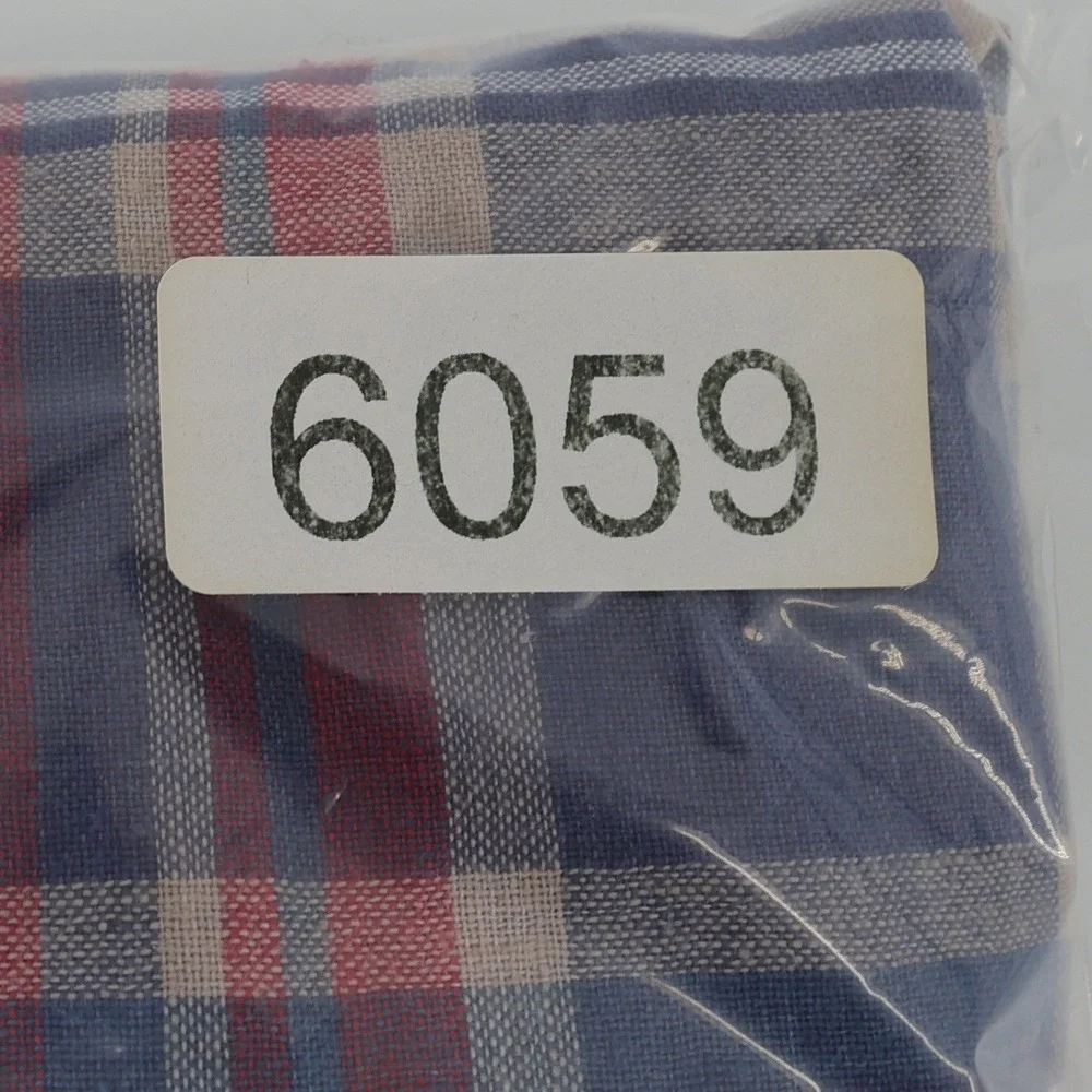 J. Crew Linen Blend Short Sleeve Button Down Shirt Blue Plaid Slim Fit Mens L - Picture 8 of 8